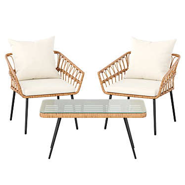 Rattan Patio Set: Sofa & Chair 3D model image 1 