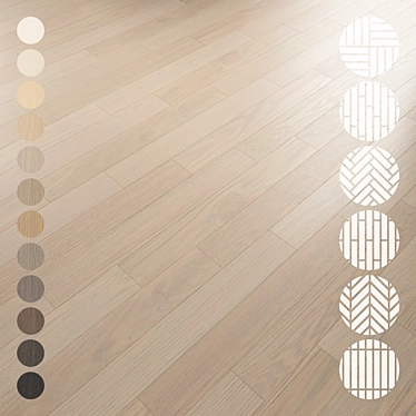 Oak Parquet 074 Texture Set 3D model image 1 