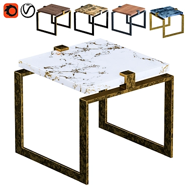  Sleek Macassar & Brass End Tables 3D model image 1 