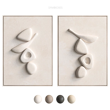 Sculpted Wall Art Symbioses Beige 3D model image 1 