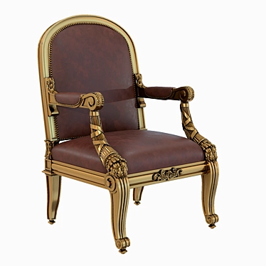 Luxury Giltwood Armchair 4K Texture 3D model image 1 