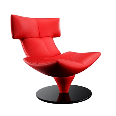  Sleek Red Leather Swivel Chair 3D model image 1 