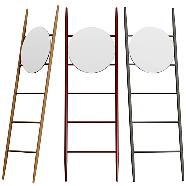 Mid-Century Acacia Ladder with Mirror 3D model image 1 