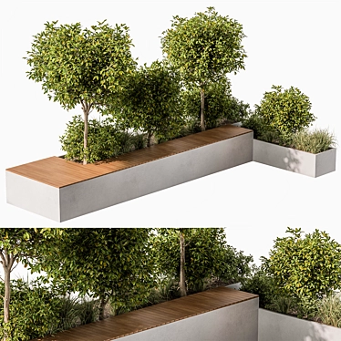  Urban Furniture 51: Bench with Plants 3D model image 1 