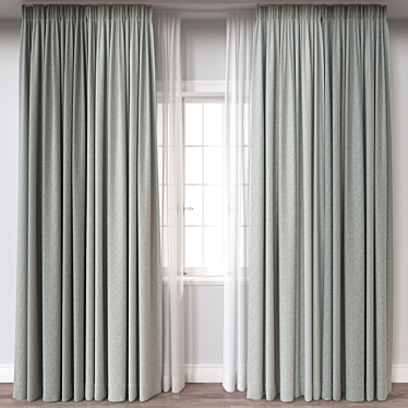  3D Curtain Model with 112650 Polys 3D model image 1 