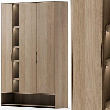 Versatile Wardrobe 4: 3 Wood Tones 3D model image 1 