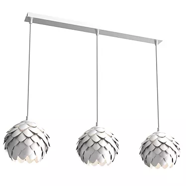 Modern Three-Light Pendant Fixture 3D model image 1 