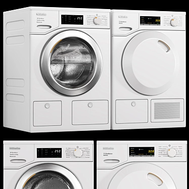 Miele White Washer Dryer Set 3D model image 1 