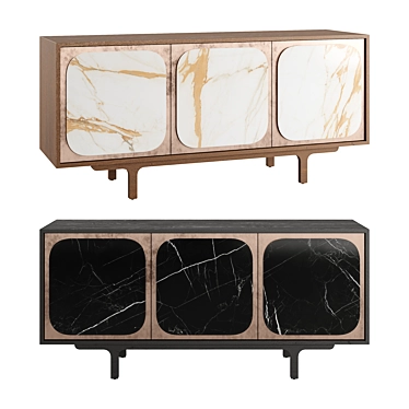 Elegant Wood Glass Sideboard Cabinet 3D model image 1 