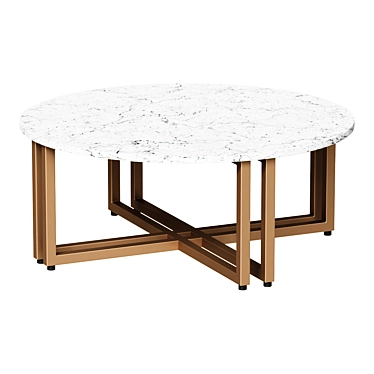 Gold Marble Coffee Table - Contemporary Touch 3D model image 1 