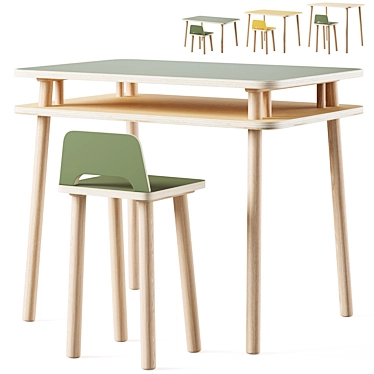Modern Adjustable Evolving Table Set 3D model image 1 