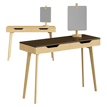 Elva Vanity Table Oak Cream 3D model image 1 