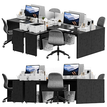 Modern Office Workspace Set 3D model image 1 