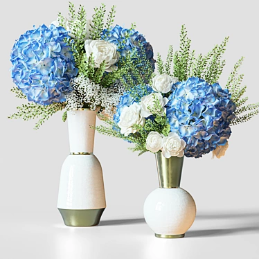 Blue Hydrangea Decor Set 048 3D model image 1 