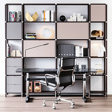 Modern Workspace Set with Manerba, USM & Vitra 3D model image 1 