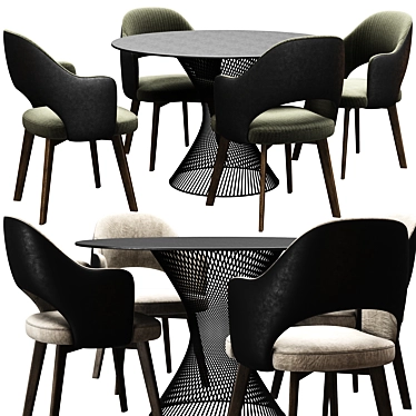 Sleek Baxter Dining Chair Set 3D model image 1 