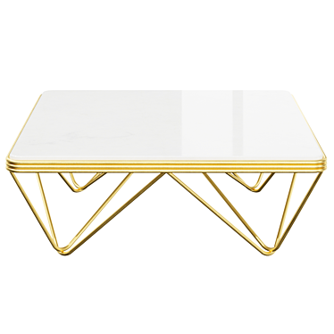 Marble & Gold Square Coffee Table 3D model image 1 