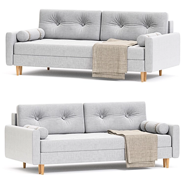 Elegant Numo Velvet Gray Sofa 3D model image 1 