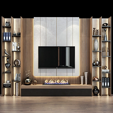 Modern TV Shelf 0573 White 3D model image 1 