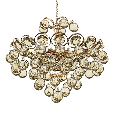 1960s Palwa Amber Chandelier Brass 3D model image 1 