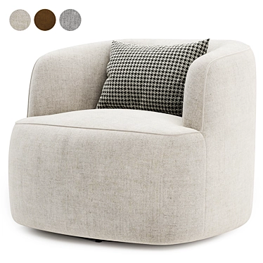Plush Swivel Armchair with Boucle 3D model image 1 