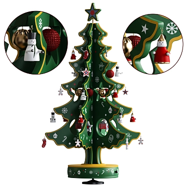 Miniature Christmas Tree Decor Set 3D model image 1 