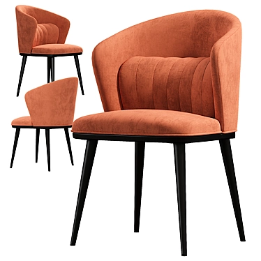  Midcentury Round Back Dining Chairs 3D model image 1 