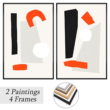 Art Prints Set with Frames 3D model image 1 