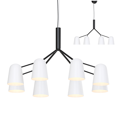 Scandinavian Style White Chandelier 3D model image 1 