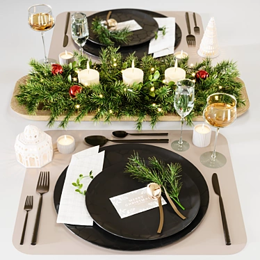  Festive Christmas Table Setting 3D model image 1 