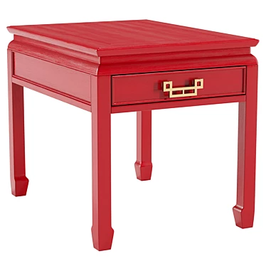 Chinoiserie Red Lacquered End Table 3D model image 1 