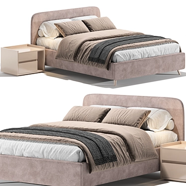 Velvet Beige Bed Lightsy 140 3D model image 1 