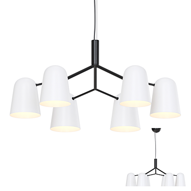 Scandinavian Style White Chandelier 3D model image 1 