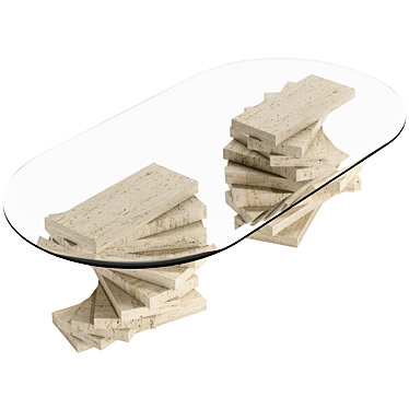 Italian Vintage Travertine Coffee Tables 3D model image 1 