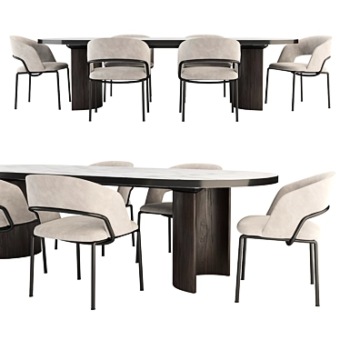 Luxury Harmony: Alma Chair & Blevio Table 3D model image 1 