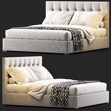 Luxury Box-Tufted Bed Frame 3D model image 1 