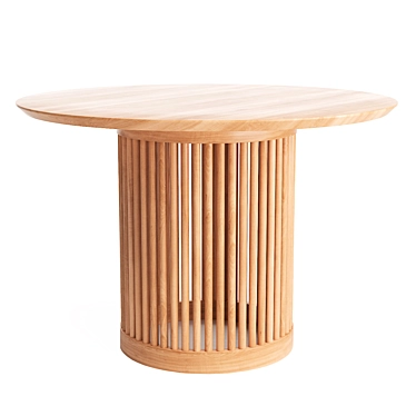 Modern Oak Round Dining Table 3D model image 1 