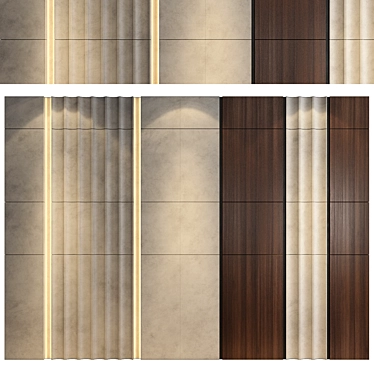 Modern Wood Wall Panel Set 3D model image 1 