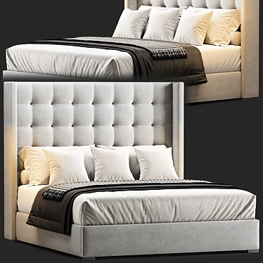 Luxury Box-Tufted Shelter Bed 3D model image 1 