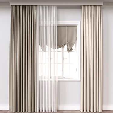 Modern 3D Curtain Model 3D model image 1 