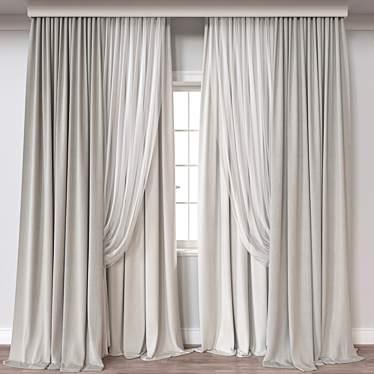 Modern 3D Curtain Model Set 3D model image 1 