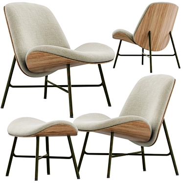 Modern Armchair and Footstool Set 3D model image 1 