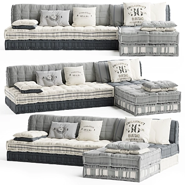 Modern Gray Maili Sectional Sofa 3D model image 1 