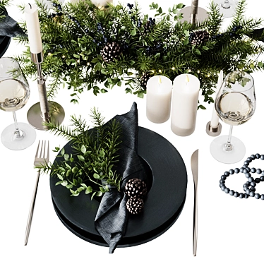 Festive Table Setting Decor 3D model image 1 