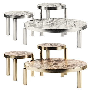 Modern Metal and Stone Table 3D model image 1 