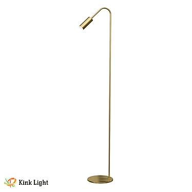Gold Metal Floor Lamp, 145cm 3D model image 1 