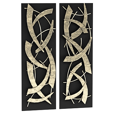 Wall Panel Wood Contemporary Wall Decor - Set Of 2 - Black - 36" X 12" X 2"