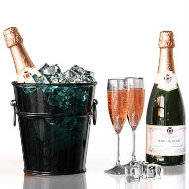 Champagne Bucket with Ice 3D model image 1 