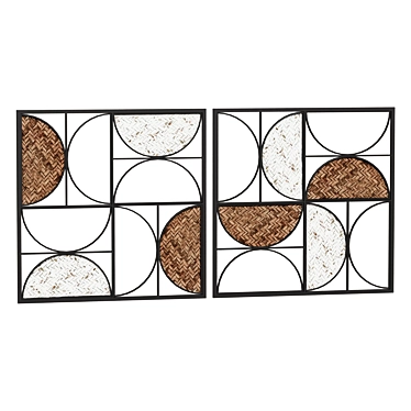 Wall Panel Metal Contemporary Wall Decor - Set Of 2 - Brown - 20"W 20"H