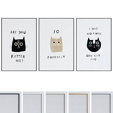 Modern Cat Poster Frame Set 3D model image 1 